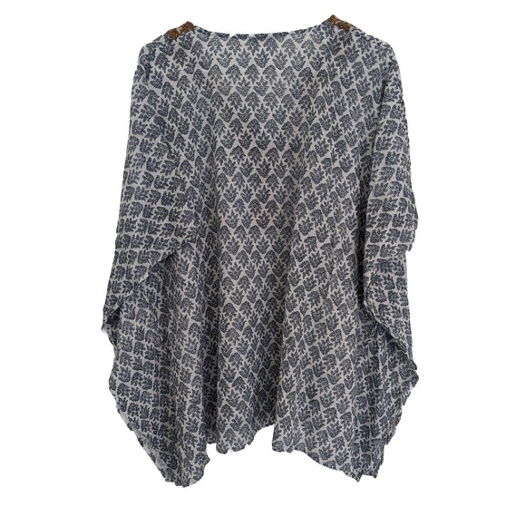 Pure Jill J Jill Poncho Womens S-L Embroidered Cover Up Tunic V-Neck Boho Beachy - Picture 3 of 10